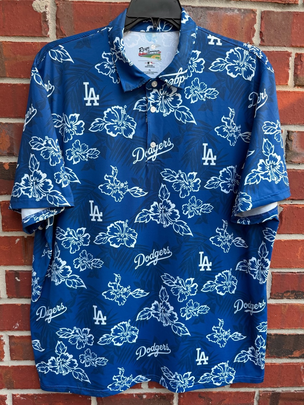 Reyn Spooner Los Angeles Dodgers Men’s XL Royal Blue Floral Performance Polo P7